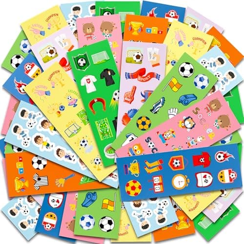 HSHFAMIIY Soccer Stickers - Soccer Party Favors - 40 Sheets with 400 Holiday Stickers Assortment, Football Games Crafts Activities Goodie Bag Stuffers Gifts for Boys Girls Kids Teens - Image 1