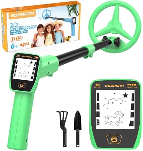 GDDREAM Kids Metal Detector Rechargeable – 18H Max Exploration, Adjustable 23.6"-34.2" Metal Detectors for Kids with LCD Display, 6.5" IP67 Waterproof Coil, 0.97 lb Lightweight, Gift for Boys & Girls - Image 1