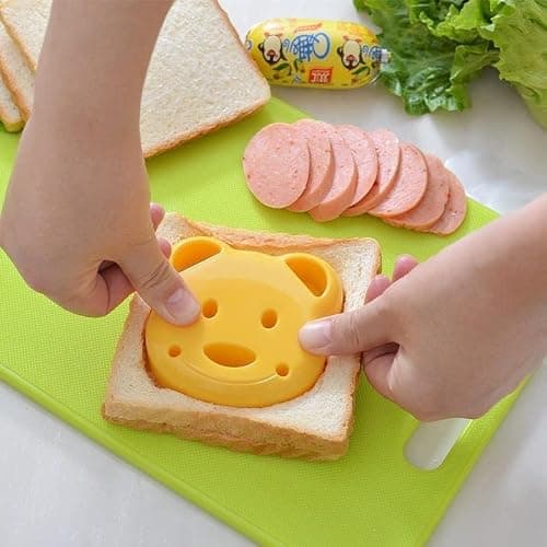 Leking 13 Pcs Wooden Kids Kitchen Knife, Kids Knife Set with Gloves Cutting Board Bear Sandwich Cutter Fruit Vegetable Cutters Serrated Edges Plastic Knifes for Real Cooking Kid Safe Knives - Thumbnail 5