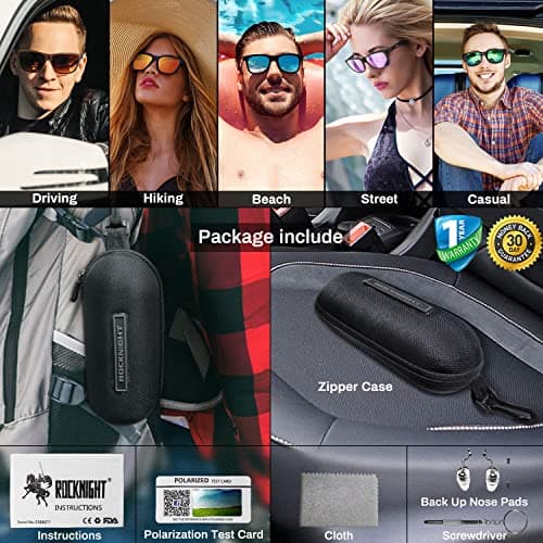 ROCKNIGHT Night Vision Glasses HD Driving Sunglasses for Men Polarized UV Protection Driving Anti Glare Yellow UV Sunglasses Metal Frame - Thumbnail 5