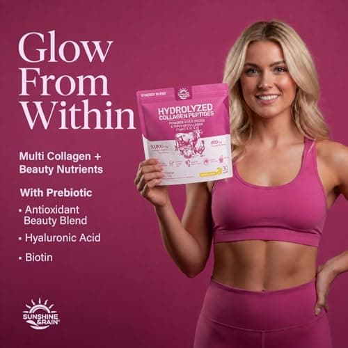 Sunshine & Rain Multi Collagen Peptides Powder for Women – 10g Hydrolyzed Collagen Type I, II, III, V & X with Biotin, Hyaluronic Acid & Prebiotics | Lemon Flavor | 30 Stick Packs - Thumbnail 3