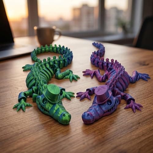 WISWIK 3D-Printed Animal Figurine for Men: 32 Articulated Joints Smooth Touch – Twist Stroke Unwind – Private Stress Relief for High-Pressure Workers – Desk or Bedroom (2-Pack) - Image 1