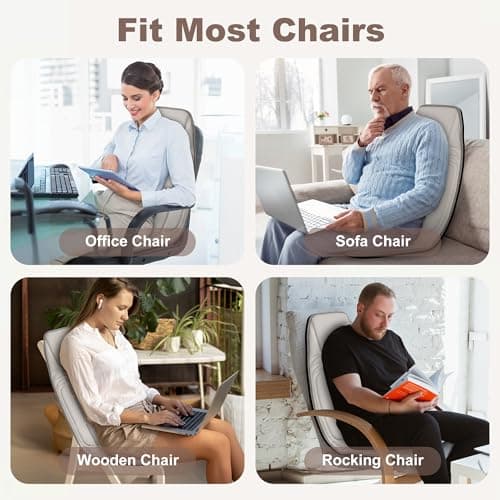 Heycool Vibration Back Massager with Heat, Massage Chair Pad with 10 Vibration Motors & 2 Heating Levels, Chair Massager for Recliner, Sofa, Beige - Thumbnail 5