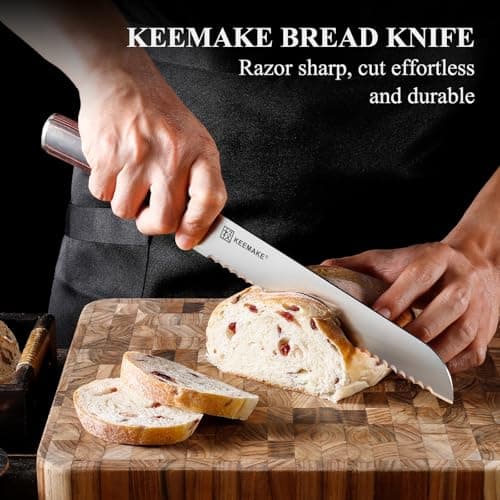 KEEMAKE Bread Knife for Homemade Bread, 8" Sourdough Bread Knife Serrated with Ultra Sharp High Carbon Stainless Steel Blade, Cutting Slicer for Bread Cake Fruit, Ergonomic Handle, Gift Box Included - Thumbnail 2