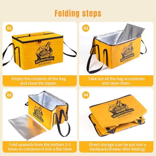 DXOKNQG BBQ Insulated Food Bag - 5-Layer Thermal Cooler/Warmer for Grilling, Picnics | Collapsible, Waterproof, Large Capacity (Fits Roasts, Burgers & More) (Yellow) - Thumbnail 3