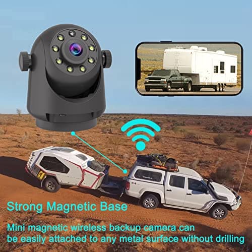 YEOIZO Wireless Magnetic Backup Camera for Trailers/RV/Camper - WiFi Rechargeable HD Night Vision, No Wiring/Drilling, Easy Hitch Alignment, Compatible with iPhone/Android/iPad (Gooseneck/Fifth Wheel) - Thumbnail 4