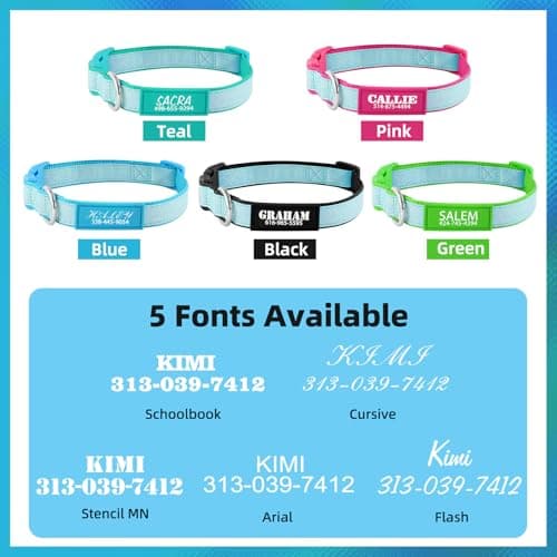 Personalized Dog Collars for Small & Large Dogs with Custom Name and Phone Numbers, Glow in The Dark Adjustable Glowing Luminous Collar(Fluorescent Glow) - Thumbnail 5