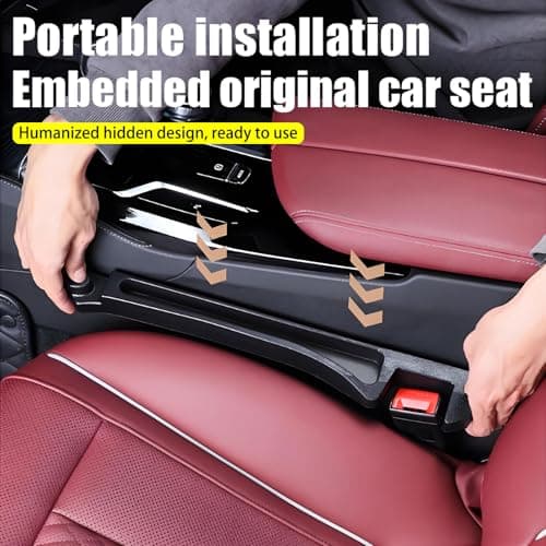 2 Pack Upgrade TPU Universal Dual Car Seat Gap Filler with Hooks, 4 in 1 Black Car Gap Plug Seat Fillers with Hook Odorless for Cars SUV, Console Side Gap Storage Organizer with Charge Cable Hole - Thumbnail 2