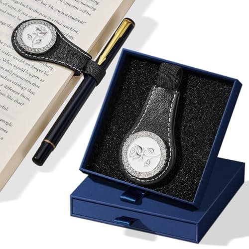 Magnetic Leather Bookmarks with Gift Box Magnetic Pen Holder Book Marks Clip Gift for Book Lover Readers Cute Bookmark for Women, White