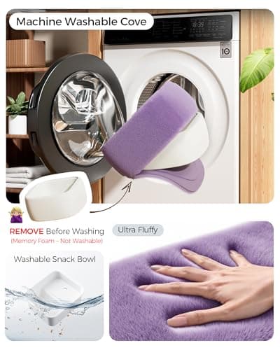 LULULOOK Tablet Pillow Stand, Compatible with iPad, iPhone and 4.7-14.6”Tablet, 360° Adjustable Kindle Pillow Stand for Bed with Ultra Fluffy Fabric & Snack Bowl (Velvety Purple​) - Thumbnail 5