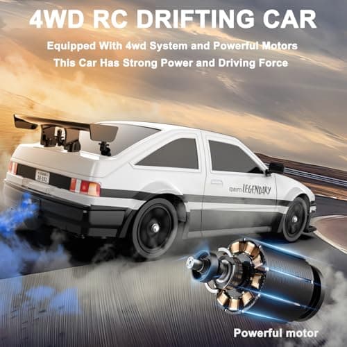 Remote Control Car RC Drift Car 1:16 Scale 4WD 18KM/H High Speed Model Vehicle 2.4GHz with LED Lights Spray Rubber Tire Racing Sport Toy for Adults Boys Girls Kids Gift 2Pcs Rechargeable Batteries - Thumbnail 3