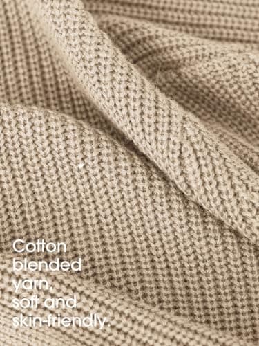EXLURA Womens 2025 Knit Cardigan Sweaters Spring Fall Crewneck Open Front Button Jacket Fashion Outerwear Coats with Pockets Beige - Thumbnail 6