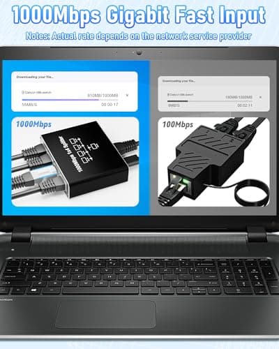 Internet Splitter 1 in 4 Out, Gigabit Ethernet LAN Splitters High Speed 1000Mbps RJ45 Ethernet Switch for Cat8/7/6/5e/5 Cable [4 Devices Simultaneous Networking] - Thumbnail 4