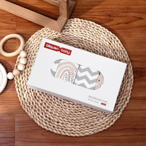 Gllquen Baby Bassinet Sheets 4 Pack, Breathable Cozy Fitted Mattress Sheet, Elastic Travel Crib Fashionable Pattern, Standard Cradle Safe Sheets for Baby Boys Girls 32"x16"(Rainbow) - Thumbnail 6