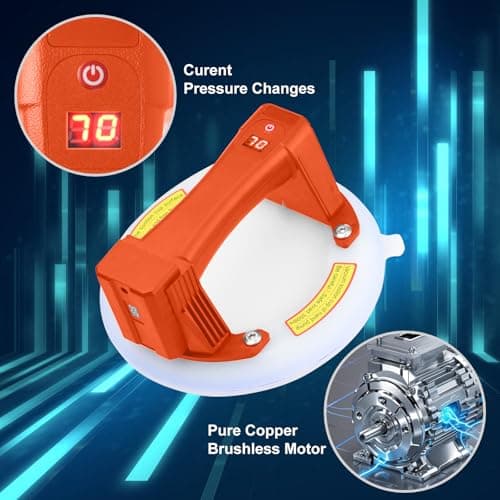 SONEE Electric Suction Cup, 8"-600 lbs Max Load Vacuum Suction Lifter, Digital Display, Auto Start Pump, Detachable Battery, Suction Cup Tool for Glass, Granite, Tile, Metal, Windshield (Orange) - Thumbnail 5