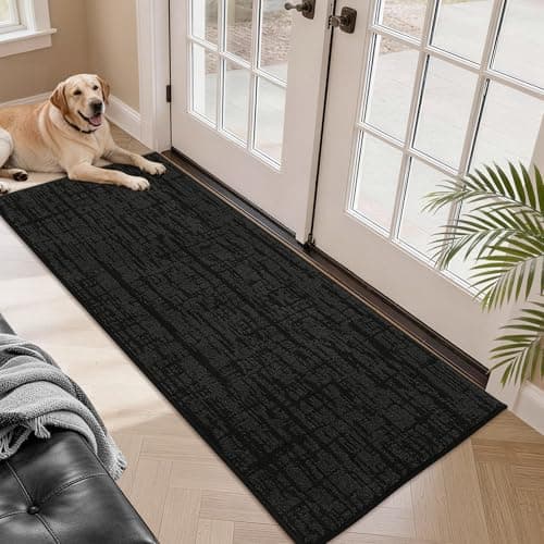 COSY HOMEER Door Mat 24" x 60" Non-Slip Washable Entryway Rug,Dirt Trapper Door Mat Indoor Entrance,Stain Resistant Absorbent Welcome Mats for Front Back Doormats and Wet Shoes,Black - Image 1