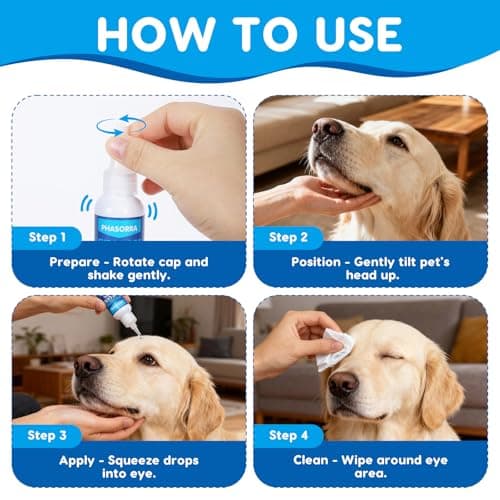 PHASORRA Dog & Cat Eye Drops, Soothing Eyes, Relieve Eye Irritation & Itching, Redness, Gentle and Safe - 2 fl oz - Thumbnail 6