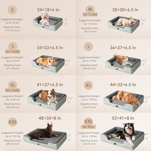 EHEYCIGA Orthopedic Dog Bed for Small Dogs, Waterproof Memory Foam Small Dog Beds with Sides, Non-Slip Bottom and Egg-Crate Foam Medium Pet Couch Bed with Washable Removable Cover, Greyish Green - Thumbnail 2