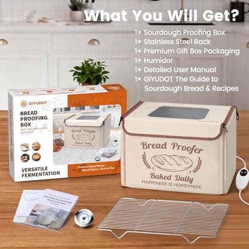 GIYUDOT Folding Bread Proofing Box with 50-113℉ Temp Control & 48H Timer, Dough Proofer with Metal Rack, Humidor, Recipes, Ideal for Sourdough, Bread Baking, Pizza, Yogurt, Kombucha, Precise Control - Thumbnail 5