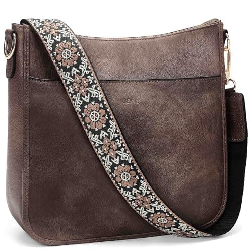 GEMIU Crossbody Bags for Women Crossbody Purse for Women Leather Shoulder Bags with Guitar Strap Coffee - Image 1