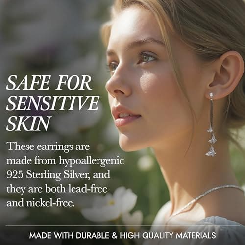 Kruckel Butterfly Dangle Earrings with Crystals (925 Sterling Silver) Includes Present Box – Hypoallergenic, Lightweight, Safe for Sensitive Skin - Thumbnail 4
