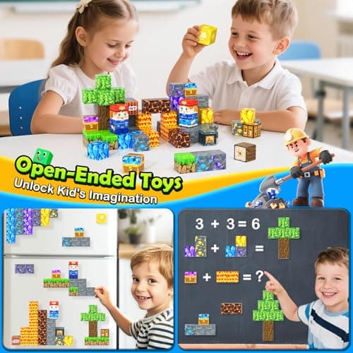 Soyee Magnetic Blocks Travel Toys with Metal Tin Travel Essentials STEM Learning Outdoor Building Kids Toddler Toys & Birthday Gifts for Boys Girls Ages 3+ - Thumbnail 4