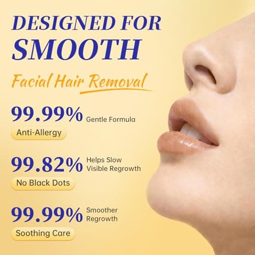5 Min Facial Hair Removal For Women, Painless & Gentle Sensitive Skin Hair Removal Cream with Soothing Cream for Chin & Upper Lip & Cheeks - 2.03 Fl Oz - Thumbnail 4