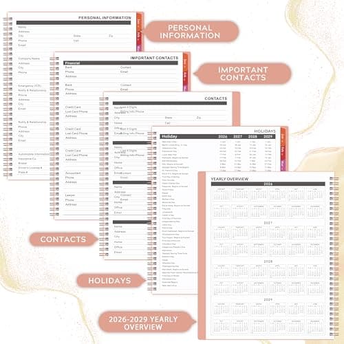 2026-2029 Monthly Planner - 3 Year Planner 2026-2029, July 2026 - June 2029, 9" x 11'', 3 Year Calendar Planner 26-29, 36 Monthly Calendar with Tabs, Notes Pages, Inner Pocket - Pink - Thumbnail 4