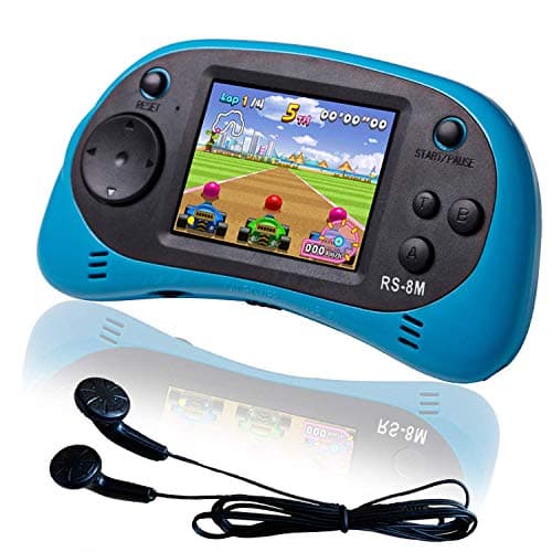 EASEGMER 16 Bit Kids Handheld Games Built-in 220 HD Video Games, 2.5 Inch Portable Game Player with Headphones - Best Travel Electronic Toys for Kids Age 3-10 Years Old Children (Blue)