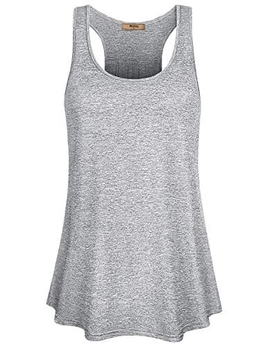 Miusey Gym Shirts for Women,Junors Training Tanks Fashionable Yoga Tunic Tops Scoop Neckline Breathable Sports Fitness Pilates Easy Go Out Heather Grey S - Image 1