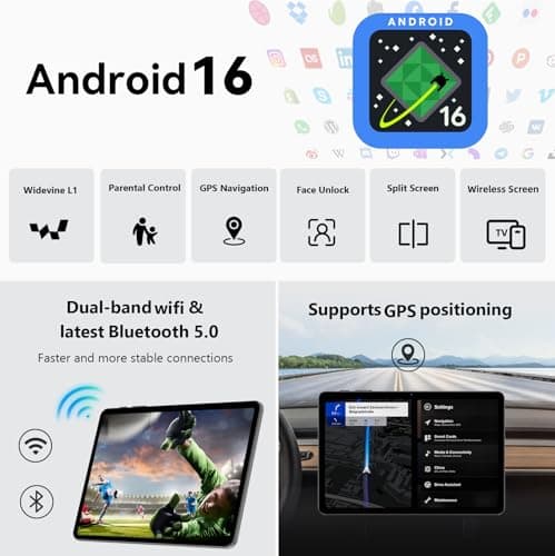 Android 16 Tablet, 10 Inch Tablet with Octa-Core, 24GB RAM 64GB ROM 2TB Expand, Gemini AI, 6000mAh, WiFi, GPS, Dual Camera, BT 5.0, 2 in 1 Tablets PC with Keyboard, Case, Mouse, Stylus (Blue) - Thumbnail 2