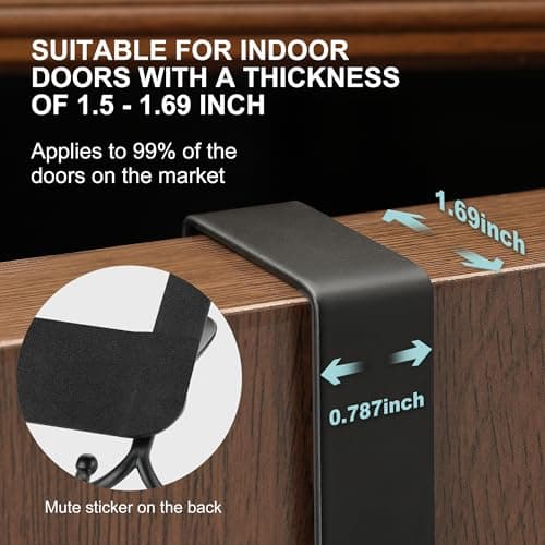 OIM OMIIOMIO Over The Door Hooks, Door Hanger for Hanging, Towel Racks for Bathroom with 15 Coat Hooks, Coat Rack Hat Rack Organizer, Towel Holder Bathroom Accessories - Black - Thumbnail 3