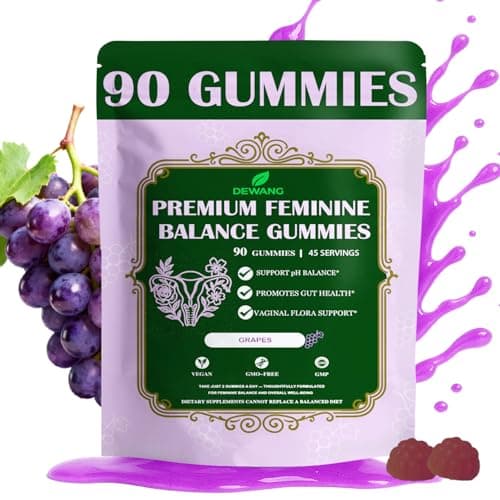 DEWANG Premium Feminine Balance Gummies for Women’s - Immune Support& PH Balance - Vegan, Gluten-Free - Grapes Flavor, 90 Count 45 Servings (2, Grape) - Image 1