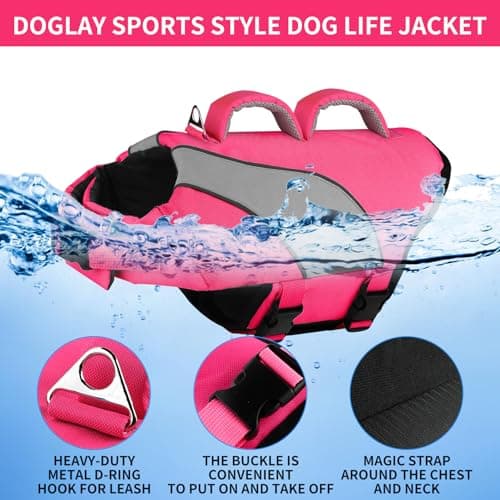 Doglay Dog Life Vest, Dog Life Jacket with Double Rescue Handles and Reflective Stripes, Adjustable High Visibility Swimming Safety Vest, Pet Life Preserver Lifesaver for Small Medium Large Dogs - Thumbnail 5