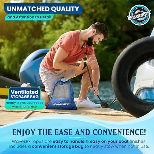 Premium Nylon Boat Dock Lines & Ropes for Docking 1/2'' x 20' | Double Braided Marine Rope & Mooring Line| Boat Ropes for Docking with Loop | UV & Saltwater Resistant Dock Ropes for Boats & Pontoons - Thumbnail 5