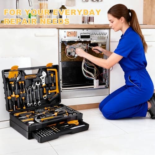 Tool Set- 412 Piece Home Repair/Auto Tool Kit, Storage Organizer with Drawers, Toolbox Storage Case for Women & Men, Perfect for Homeowner, Diyer, Handyman, DIY- Yellow - Thumbnail 5