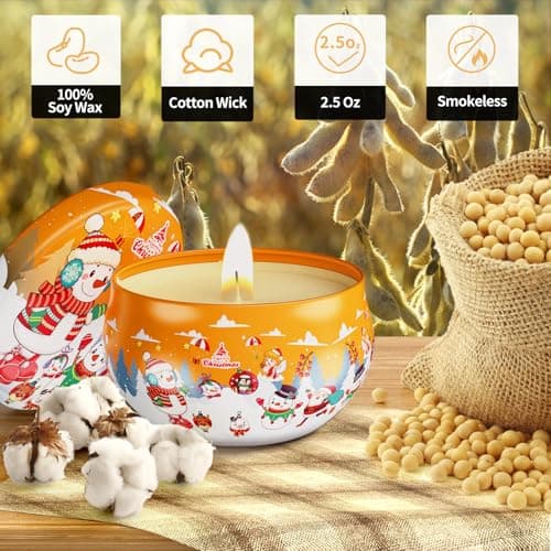 Christmas Candles Gifts for Women, Primevolve Scented Candles Set for 12 Bulk Home Aromatherapy, Strongly Fragrance Long Lasting Portable Travel Tin for Spa Bath Yoga - Thumbnail 2