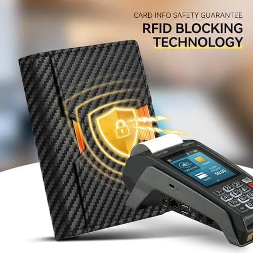 GSOIAX Wallet for Men, Slim Top Grain Leather Wallet with 13 Card Slots & 1 Bill Compartment - RFID Blocking Thin Minimalist Bifold, Front Pocket Credit Card Holder, Mens Birthday Gift (Carbon-black) - Thumbnail 2