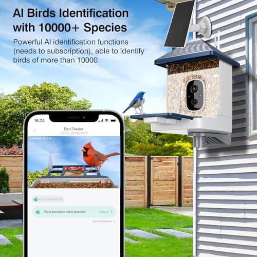 Smart Bird Feeder with Camera,AI Identify Species,Bird House with Solar Powered,Instant Arrival Alerts,2K HD Capture Video Live View,Gift for Birds Lover (Indigo Blue) - Thumbnail 6
