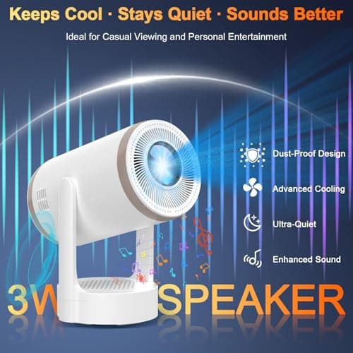 2-in-1 Portable Projector & LED Night Light,Mini Projectors with WiFi and Bluetooth,120" Display Supports 4K/1080P, Electric Focus/Enhanced Speaker,Home Movie Projector with Built-in Apps for Bedroom - Thumbnail 4