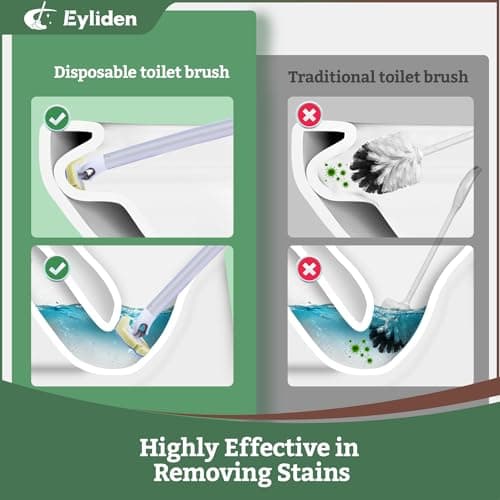 Eyliden Disposable Toilet Brush with Holder, 40-Refill Touch-Free Wand Kit - Thumbnail 5