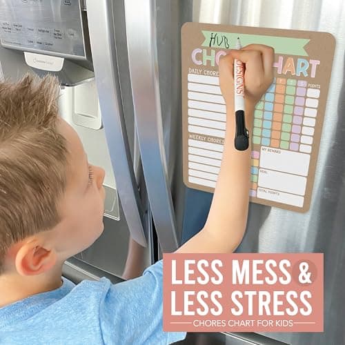 Hadley Designs Magnetic Chore Chart for Kids Multiple Kids – Dry Erase Chores Chart for Adults and Teens, Responsibility Task List for Family, Fridge Task Board Tracker at Home, Kraft Chore Board - Thumbnail 6