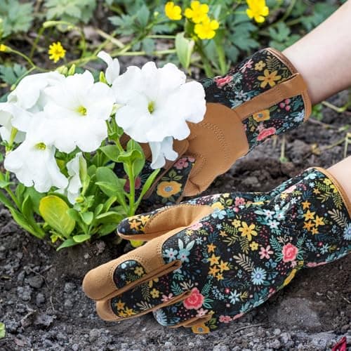 Pleneal Gardening Gloves for Women - Leather Garden Gloves Thorn Proof, Outdoor Protective Working Gloves - Thumbnail 2