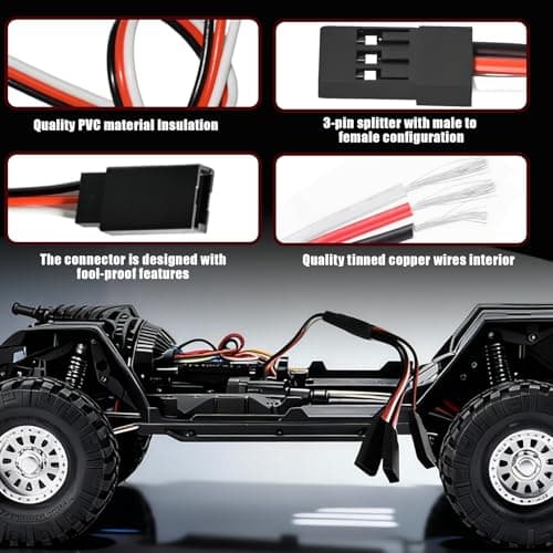 9PCS Universal RC Y Harness Connector 3 Pin Plug Splitters Servo Extension - 15cm Mixed Styles Male to Female Servo Extension Cord Wire Cable Compatible with Jst Jr Futaba Rc Car or Airplanes - Thumbnail 3