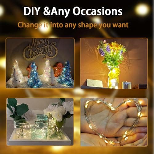 AurNyvaMay 6 Pack Fairy String Lights with Timer, 2AA Battery Operated, IP65 Waterproof, 20 Warm White LED Copper Wire for Indoor Outdoor Decor - Thumbnail 6