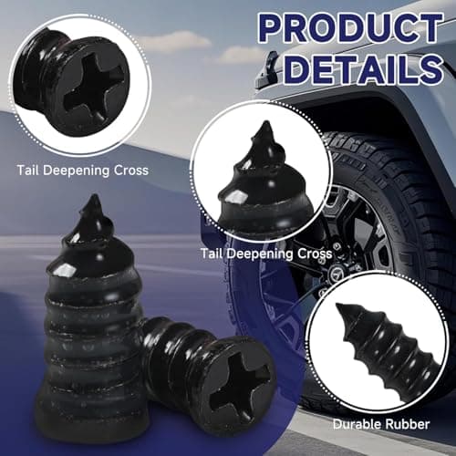 COOSLIM 60PCS Tire Repair Rubber Nail, Rubber Vacuum Tire Repair Spiral Screws Kits, Self-Service Tire Screw Plugs Quick Repairs Tool for Car, Motorcycle, Truck, Tractor Tires Puncture Repair (60) - Thumbnail 3