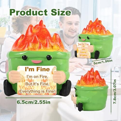 TTDOM Dumpster Fire Desk Accessories New Job Gifts for Coworker Boss Gifts for Women Social Worker Appreciation Gifts Dumpster Fire Funny Office Decor - Thumbnail 4