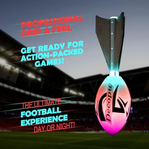 KASTUMBGA Rechargeable Glow in The Dark Light Up Football-7RGB Color Changing LED, Impact-Responsive, Durable Foam (No Pump), Perfect for Beach/Park/Backyard, Birthday Gift for Boys 6-15 Years Old - Thumbnail 4