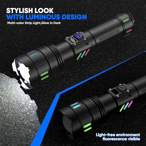 Gosdas Rechargeable Flashlights High Lumens 100000 Long Distance, Single Click 3 Modes, Super Bright LED Flashlight USB C Long Lasting 15H, Powerful Strong Flash Light for Security Hiking Camping - Thumbnail 6
