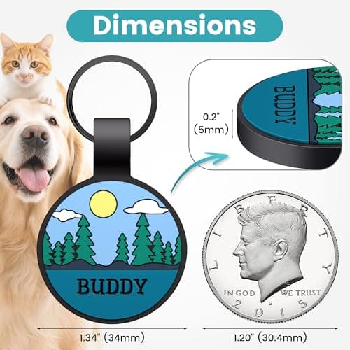 GiSUREY Silicone Dog Tags Personalized for Pets - Silent Dog Cat Name Tag with Deeply Engraved - Soft Pet ID Tags for Collars with Art Design Pattern (Round) - Thumbnail 3